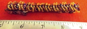 Hand Crafted Artisan Beaded Woven Bracelet Purple Blue & Gold Seed Beads 7" - Picture 1 of 4