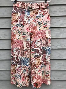 Sigrid Olsen Neu mit Etikett Damen-Leinenmischung breitbeinige Hose elastische Taille Paisley Gr. 10 - Bild 1 von 19