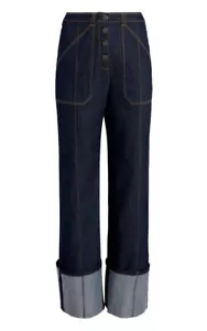 NUEVO Cinq A Sept PANTALÓN BENJI PUÑOS ÍNDIGO - Imagen 1 de 5
