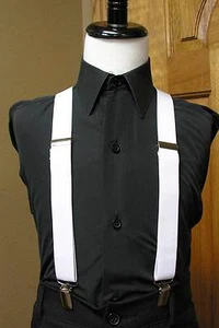 Boys suspenders set clip-on x back Black Coral Red Silver Mint Fuchsia Pink Jade - Picture 1 of 30