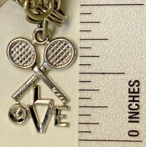 Vintage Sterling Silver Charm Pendant Love Tennis Rackets Ball Sport Occupation - Imagen 1 de 9