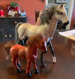 Toy Horse LotGray & White Dappled 8" Tall And Brown Pony Kid Kore - Picture 1 of 4
