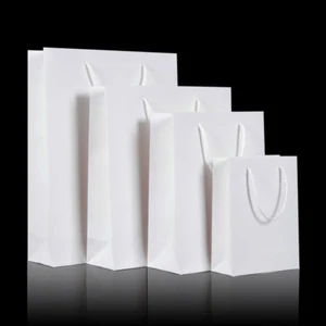 50pcs White Kraft Paper Carry Bags Shopping Gift Bag with Cloth Handle 5 sizes - Picture 1 of 3