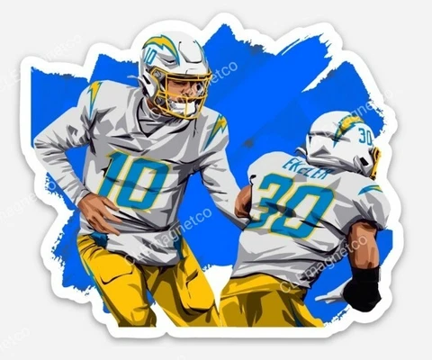 LA Chargers Justin Herbert & Austin Ekeler MAGNET  - Vinyl Los Angeles Cover
