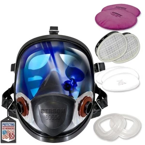 GERSON Full Face Respirator Mask - Panoramic Lens, Filters and Cartridges, Si... - Picture 1 of 6