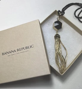 Banana Republic Onyx & Golden Tassel Bead Necklace - Picture 1 of 4