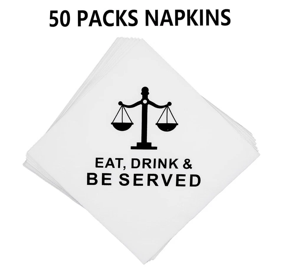 Law School Napkins Law School Graduation Napkins Eat Drink and Be Served 3 Packs - Image 1 of 1