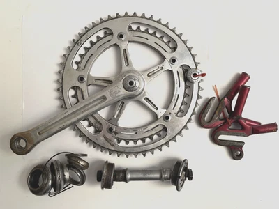 Lote de piezas vintage de manivela, piñón, punteros para bicicleta de carreras Campagnolo Foto 1 de 4
