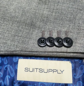 Suitsupply La Spalla gray 2 button 100% pure wool classic suit jacket blazer 38R - Picture 1 of 11