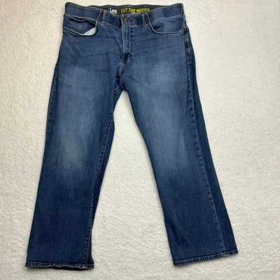 Jeans bootcut masculino Lee Extreme Motion tamanho 38x30 (adequado para 36x28) ajuste regular azul - Imagem 1 de 4