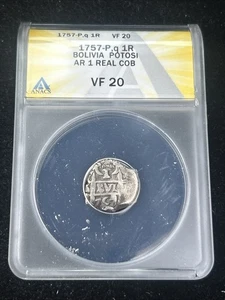 SASA 1757 P Bolivia 1 Silver Real Anacs Vf20 - Picture 1 of 6
