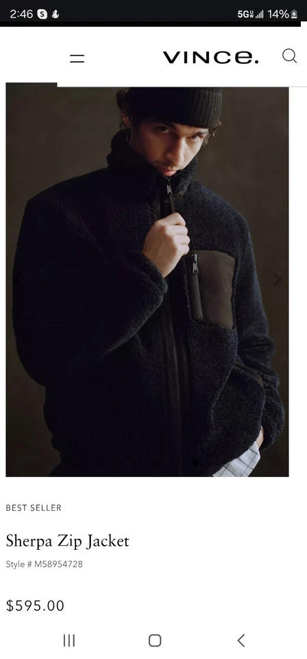 $595 Vince Grande Azul Sherpa Imitación Piel Piel Abrigo Difuso Bloques de Color De Colección Foto 1 de 4