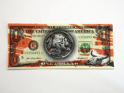 Moneda coleccionable arte dinero "Bones of the Land" medios mixtos hobo níquel Foto 1 de 4