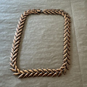 Vintage "Renoir" Copper Linked Collar Choker Bib Laurel Leaf Design - Picture 1 of 3