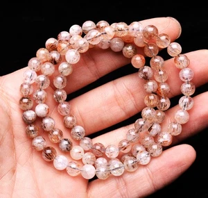 6.8mm Natural Black Gold Super 7 Seven lepidocrocite Quartz Beads Bracelet AAA - Picture 1 of 6