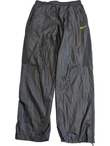 Nike Black Track Pants Elastic Waist Yellow Swoosh Logo - Size Large - Picture 1 of 6