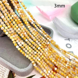 1 Strand 3mm Natural Yellow Seashell Round Micro Spacer Loose Beads 15.5" QT126 - Picture 1 of 1