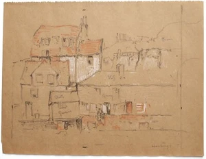 Elijah Albert Cox (1876–1955) Graphite drawing, Hastings. Early 20th century - Picture 1 of 3