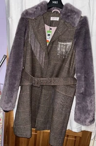 Joanne Hynes Coat Faux Fur New With Tag Size L - Picture 1 of 12