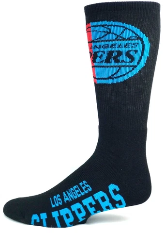 Los Angeles Clippers Basketball Black Neon Half & Half Logo Design Crew Socks Cover