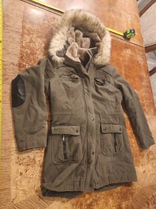 Forever 21 Hooded Jacket Olive Green Womens Medium #S190 - Picture 1 of 4