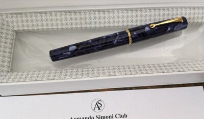 ASC ARMANDO SIMONI BOLOGNA MEDIO BLUE LA ROYALE  CELLULOID  LTD ED FOUNTAIN PEN - Image 1 of 4