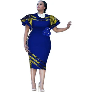 Customized African Women Clothing Ruffle Sleeve Knee Party X11101 - Picture 1 of 12