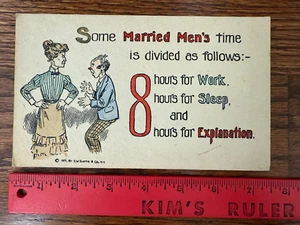 Postal 1913 Litografía Acuarela? Mordaza Risa Chuckle Broma sobre Hombres Casados 7.5x4.5 - Imagen 1 de 3
