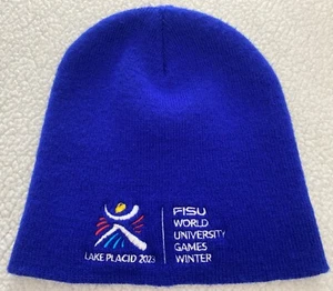 winter beanie Lake Placid FISU Winter Games Adult One Size Blue Turbo Acrylic - Picture 1 of 5
