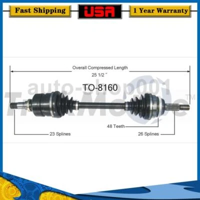 Eje delantero izquierdo CV eje articulado para Toyota Matrix 2008 2007 2006 2005 2004 2003 Foto 1 de 2