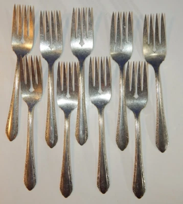 Tenedores de ensalada comunitarios Oneida placa de plata vintage de 9 piezas cubiertos de 6,5" Foto 1 de 4