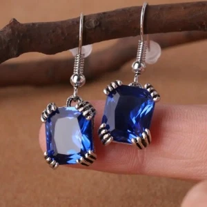 Blue Square Zircon Earrings Charms Jewelry Gift For Women/Wife Girls Her - Picture 1 of 4