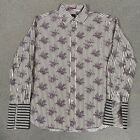 PAUL SMITH Shirt Mens Large Black White Striped Floral Long Sleeve Button Up