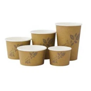 16oz Hot & Cold Biodegradable Bowls/Cup BROWN (115x91x80) 500 pcs - Picture 1 of 1