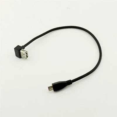 1x USB 2.0 A Female Angled to Micro USB 5 Pin Male Adapter Cable for Android 1ft - Image 1 of 4