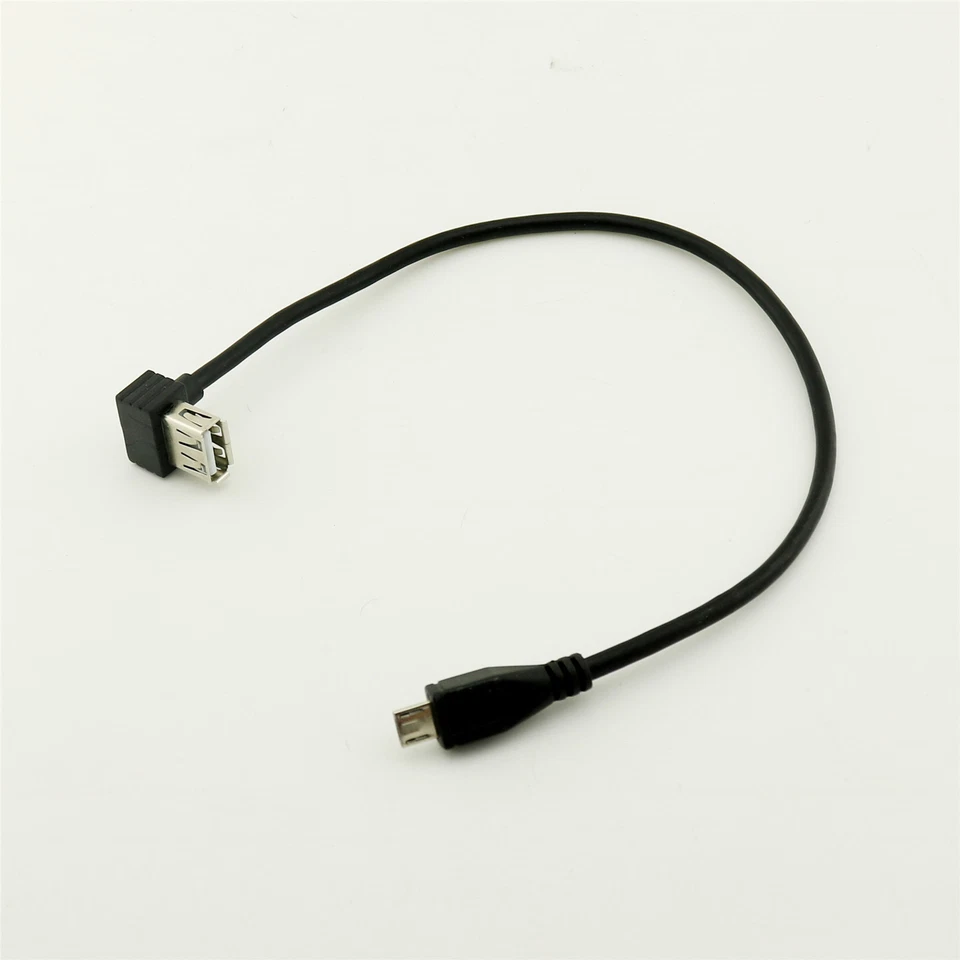 1x USB 2.0 A Female Angled to Micro USB 5 Pin Male Adapter Cable for Android 1ft - Image 1 of 1