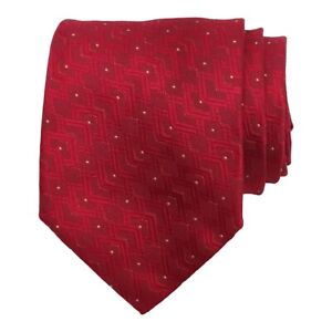 Nick Hilton NH 1888 Mens LONG Tie 3.5 Red Silk Jacquard Designer Necktie ITALY