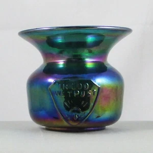 GIBSON GLASS ACGA IN GOD WE TRUST SPITTOON VASE IN TEAL GLASS CLUB COMMEMORATIVE - Picture 1 of 5