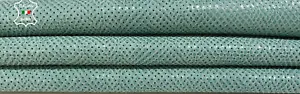 AQUAMARINE SNAKE PINHOLES PERFORATED PRINT On Goatskin leather 3+sqf 0.9mm B9191 - Picture 1 of 7