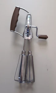 Batidor de huevos manual mezclador de manivela camping fuera de la red Japón vintage marrón - Imagen 1 de 4