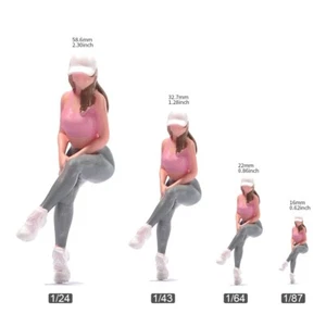 Resin 1:43 Diorama Miniature Pink Sitting Girl painted Doll Figure Model Toys - Picture 1 of 6