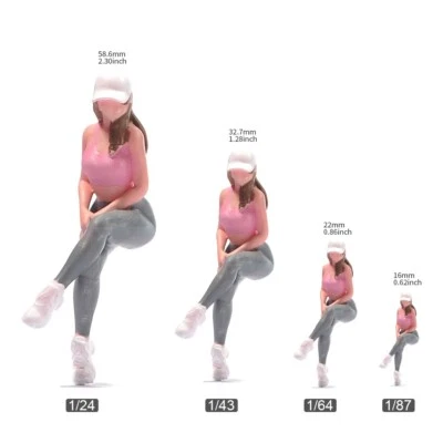 Resin 1:43 Diorama Miniature Pink Sitting Girl painted Doll Figure Model Toys - Image 1 of 4