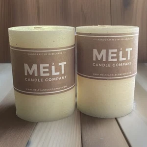 Melt Candle Company 4" Pillar Candle LOT of 2 Unscented Candles NEW Ivory/Cream - Picture 1 of 7