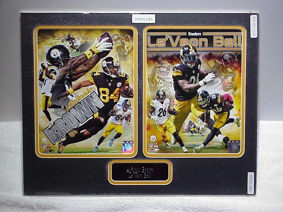 Fotos y collage de placas de identificación Steelers Antonio Brown/Leveon Bell 14x18  Foto 1 de 1