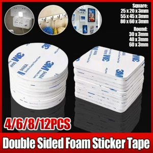 3M Double Sided Foam Sticker Tape Side Wall Car Self Adhesive Pads Round Square - Picture 1 of 19