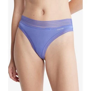 Calvin Klein Striped-Waist Thong QD3670 Blue Iris Purple Size L - Picture 1 of 9