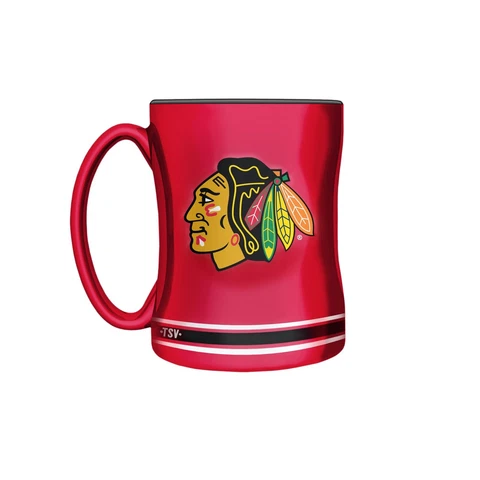Chicago Blackhawks Primary Logo Red Black NHL Hockey 14oz Sculpted C-Handle Mug Cover