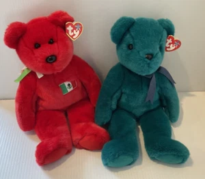 lot of 2 Ty Beanie Buddy Osito The Mexican Large Bear 14" Plush 1999 & "Teddy" - Picture 1 of 12