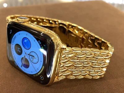 Custom 45mm Apple Watch Series 7 Stainless Steel 24K Gold Plated LTE+Blood O2 - Image 1 of 4