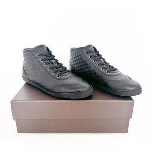 Gucci Mid Top GG Sneakers EU 38 US 8 Black Monogram Leather High Top Trainer - Picture 1 of 13